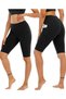 Women's High Waist Recovery Double Pocket Biker Shorts Short Sports Tights