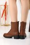 Tied Anti-Slip Sole Zippered Boots Trend Fashion Stylish 480 Tan Skin Boots - 5