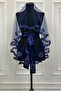 Navy Blue Bridal Veil Set, Glass Beads and Sequins Printed Henna Veil Set 6 Pieces - 2
