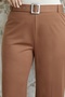 Belted Piping Detail Scuba Crepe Trousers - Tan - 2