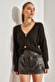 Women's Dark Brown Buttoned Knitwear Cardigan Stk220 - 2