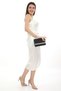 Black Colored Satin Fabric Evening Dress Bag with Stone, Magnetic Cover and Can Be Used in Hand and with Shoulder Strap - 5