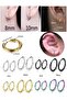 316L Stainless Tarnish-Free Surgical Steel Unisex Hoop Earrings with Hologram - 2