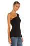 Women's Black One-Shoulder Gathered Detail Silk Jersey Blouse - 2