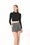 Women's Jacquard Knitted Fabric Mini Skirt with Shorts - 2