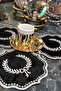 Arma Black Gray 6-Piece Linen Linen Coffee Side Cocktail Presentation Party Napkin Embroidered Presentation Bowl