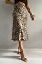 Leopard Pattern Satin Midi Skirt - Patterned - 5