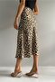 Leopard Pattern Satin Midi Skirt - Patterned - 6