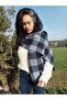 Fleece Scarf, Checkered Scarf, Plaid Scarf, Neck Collar, Thick Scarf, Navy Blue Scarf - 4