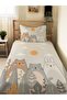Teddy Bear Patterned Baby and Kids Printed Single Pique Set 160 X 220 cm Gray