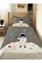 Astronaut Patterned Baby and Kids Printed Single Pique Set 160 X 220 cm Gray