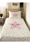 Pink Star Patterned Baby and Kids Printed Single Pique Set 160 X 220 cm White