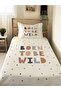 Letter Patterned Baby and Child Printed Single Pique Set 160 X 220 cm White