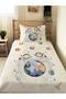 Astronaut Patterned Baby and Kids Printed Single Pique Set 160 X 220 cm White