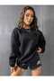 Black Brookllyn 1898 Printed Crew Neck Oversize Unisex Sweatshirt - 6