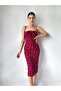 Women's Strappy Floral Patterned Slit Rope Tied Dress - 3