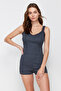 Anthracite Cotton Lace Ribbed Knitted Pajamas Set Thmss24Pt00006