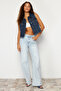 Koyu Mavi More Sustainable Crop Denim Yelek TWOSS24YE00029 - 4