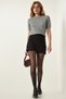 Women's Black Asymmetrical Detail Knitted Shorts Skirt UB00225 - 3