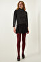 Women's Anthracite Pearl Detailed Turtleneck Knitted Blouse AH00159 - 3