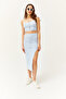 Women's Indigo Top Strap Bottom Slit Striped Suit TKM-19000206 - 4