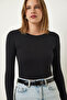 Women's Black and White Crew Neck Wrap 2 Pack Basic Knitted Blouse RX00049 - 2