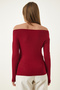 Women's Burgundy Boat Neck Knitted Blouse RX00046 - 5