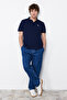Lacivert Regular/Normal Kesim %100 Pamuklu Çapa Nakışlı Polo Yaka T-shirt TMNSS23PO00031 - 2