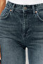 Koyu Mavi Soluk Efekt Vintage Yüksek Bel Wide Leg Geniş Paça %100 Pamuk Jeans TWOSS24JE00080 - 8