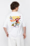 White Oversized/Wide Fit Space Printed 100% T-Shirt TMNSS24TS00085 - 5