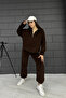 Women's Polar Fabric Brown Oversize Tracksuit Set - 2