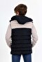 Navy Blue Boy's Double Color Inflatable Vest with Extra Fiber Filling - 8