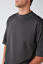 Ascolı Men's Oversize Fit Special Thick Textured Fabric High Collar Anthracite T-shirt - 3