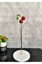 White Round Marble Decorative Roll Paper Towel Holder with Gold Red Cherry Accessories - 2