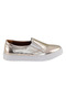 Women's Glass Broken Patterned Metallic Gold Genuine Leather Sneakers - 5