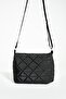 Women's Black Quilted Patterned Women's Postman Crossbody Shoulder and Shoulder Bag - 3