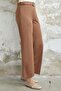 Belted Piping Detail Scuba Crepe Trousers - Tan - 4