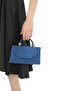 Navy Blue Satin Fabric Evening Dress Women's Bag Hand and Long Strap Use (with Chain Strap) - 5
