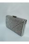 Women's Silver Stone Evening Dress Clutch Portfolio Handbag Wedding Engagement Bag - 5