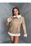 OVERSIZED LEATHER COAT WITH PLUSH INSIDE - 4