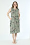 Patterned Strappy Pocket Knitted Cotton Dress - 4