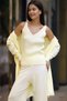 V-Neck Ribbed Tank Top U Long Sleeve Pocket Cardigan Elastic Waist Straight Leg Trousers Knitwear Triple Set - 4