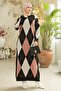 Baklava Pattern Knit Dress 761 - Powder - 2