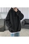 Unprinted Plain Black Color Oversized Hooded Sweatshirt