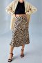 Leopard Pattern Satin Midi Skirt - Patterned - 4