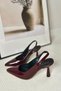 Spark Patent Leather Burgundy Pointed Toe Back Open Stiletto Evening Dress Cherry Red Heeled Women's Shoes - 5