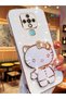 Water Green Hello Kitty for Tecno Camon 16 Luxury Silicone Case with Stand Edge Gold Detail - 4
