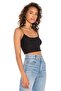Women's Black Strappy Silk Jersey Crop Top - 2