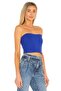 Women's Blue Strapless Silk Jersey Cropped Top - 2