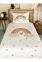 MİLROMA Rainbow Patterned Baby and Kids Printed Single Pique Set 160x230 White